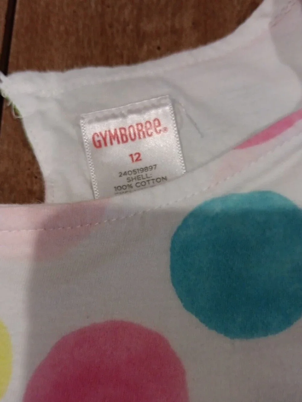 Gymboree White Tiered Dress with Pink, Blue, Yellow & Green Polka Dots